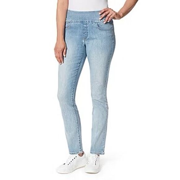 Gloria Vanderbilt Amanda Pull On Light Wash Stretch Jegging Denim Jeans 16 NWT - Picture 1 of 16